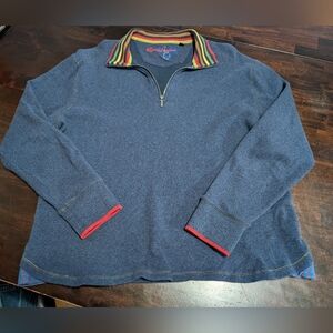 Robert Graham Blue Quarter-Zip Pull-Over Sweater, Men's Large